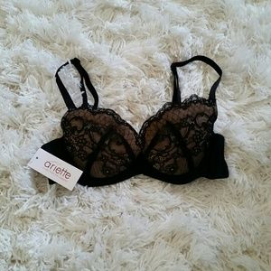 NWT Ariette by The Little Bra Co Lace Bra, Black
